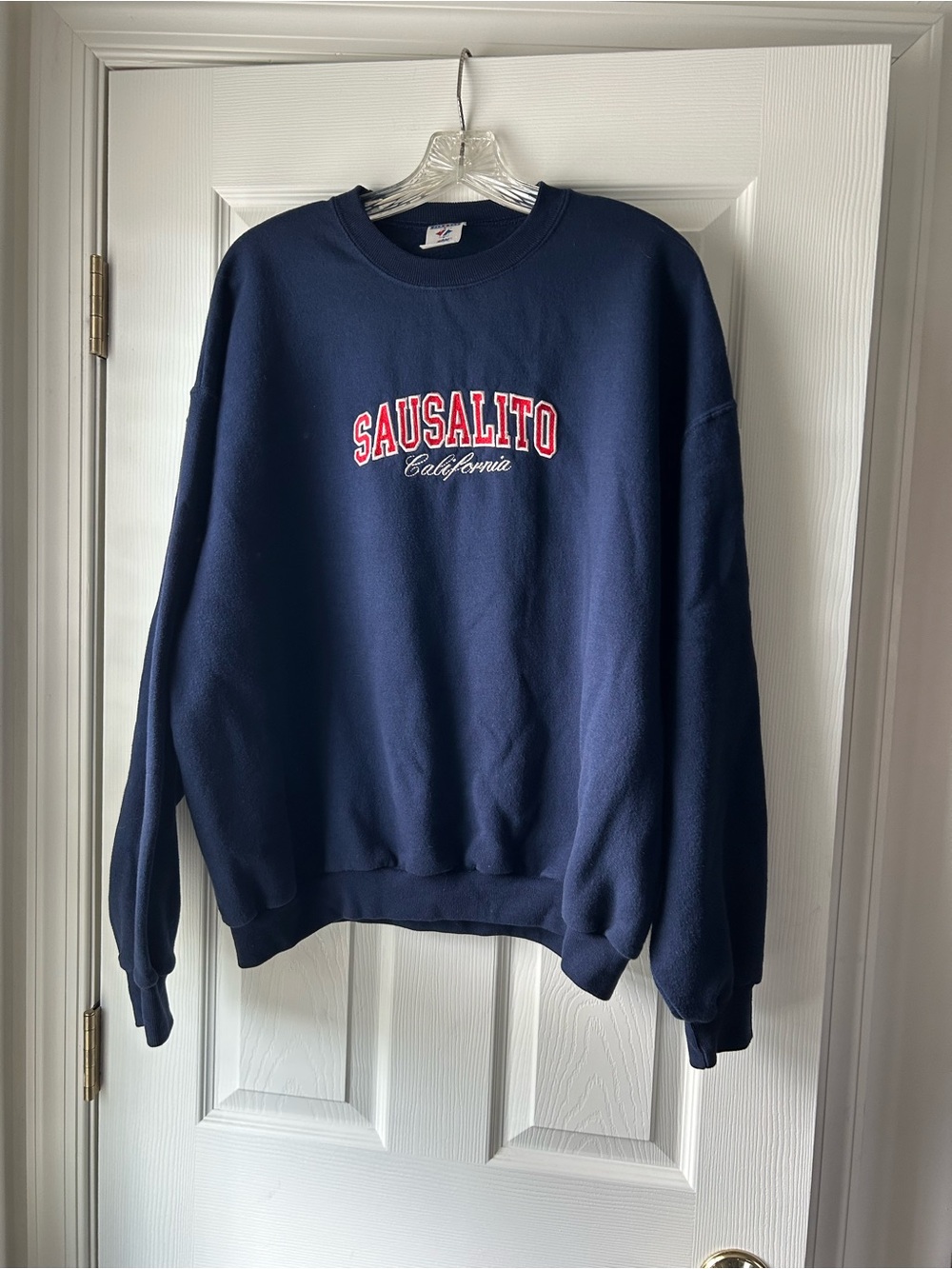 Jerzees Sausalito California Embroidered Navy Crewneck Sweatshirt Size XL